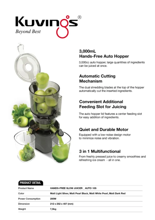 KUVINGS - AUTO10S Slow Juicer Estrattore Succhi